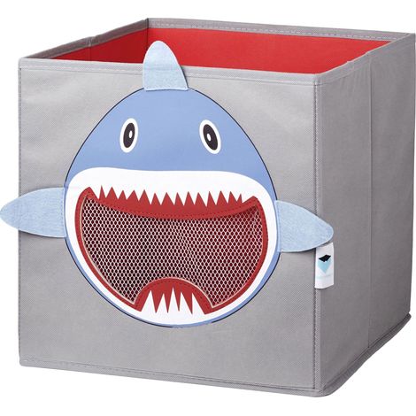 Cube De Rangement - En Tissu Ultra Résistant - Pliable - Renforcement Carton - Pour Chambre Enfant - Compatible Étagère Cube - 33x33x33cm - Gris Motif Requin (1/5)