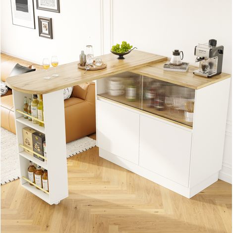 Sideboard drehbar mit Stauraum und Glasschiebetür MDF OKMYHOME (1/5)