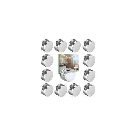 Lot de 12 Clips Ronds pour Miroir Fixation Murale en Alliage de Zinc, Charge Maximale 15 kg, Id��al Salle de Bain