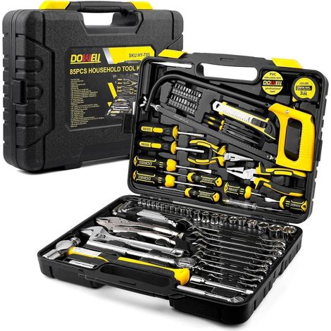 Coffret d'outils 85 pièces pour mécanique automobile et garage, avec douilles, clés, pinces et plus (1/5)