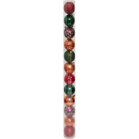 Déco de sapin Lot de 12 Boules de Noël D 6 cm - Orange et Vert - Feeric Christmas (1/5)