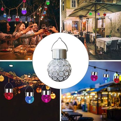 Set mit 8 Solar-Gartenleuchten, solarbetriebene Kugelleuchten für den Außenbereich, LED-Hängeleuchten zur Gartendekoration für Partys, Hochzeiten, Bäume (Farbe) (1/4)