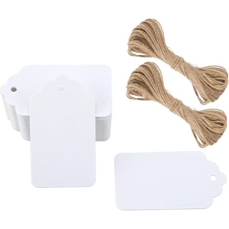 Packung mit 100 Geschenkanhängern aus Kraftpapier, 7 x 4 cm, weiß, für Valentinstag oder Hochzeit