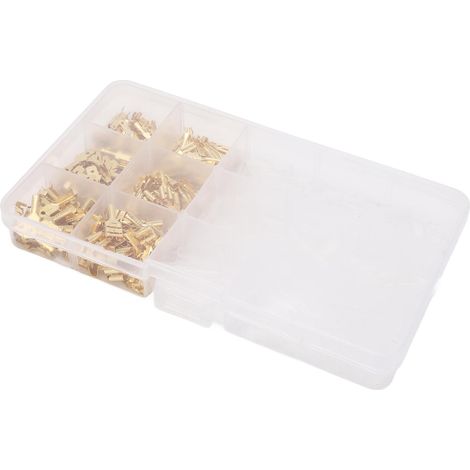 Kit assorti de 270 cosses à sertir en laiton, manchons isolants, pressées à froid, 2,8 mm, 4,8 mm et 6,3 mm, mâles et femelles à fourche. (1/5)