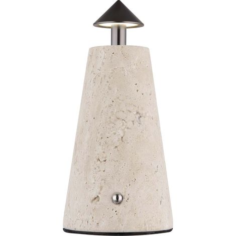 Tischleuchte Beistelllampe Leselampe Travertine Stein Touchdimmer LED H 19 cm