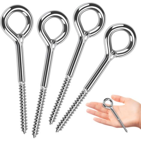 Piton à Visser Piton a Oeil Inox M8x90mm œillet à Vis Galvanisées 4pcs (1/5)