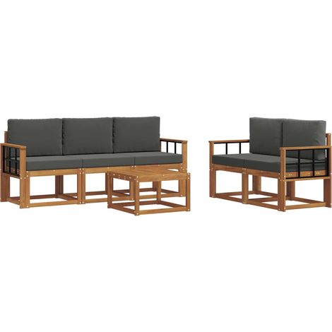 Outdoor Sofa Set with Cushion 6 pcs Natural and Anthracite vidaXL