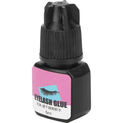 Colle noire pour extensions de cils 5 ml avec aiguille anti-obstruction, séchage rapide en 2 secondes, tenue 45 jours, idéale pour les techniciennes en extensions de cils. (1/5)