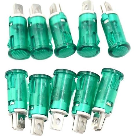 Lot de 10 voyants néon pour panneau 220V 110V 12/24V CC rouge vert jaune 10mm MDX-11A lampe de signalisation (1/5)