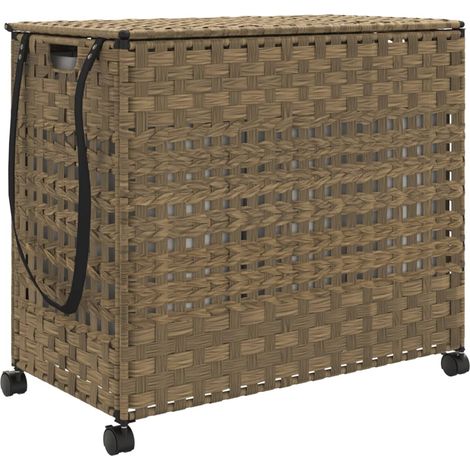 Panier à linge,Panier à vêtements avec roulettes 66x35x60 cm résine tressée CFW935848 (1/5)