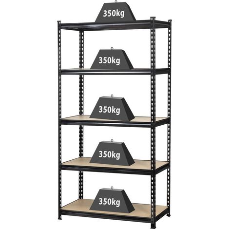 Toolcraft – Rayonnage lourd 350 kg 1530556 – 5 étagères réglables – Épaisseur étagères 68 mm – Métal et MDF – Montage sans vis