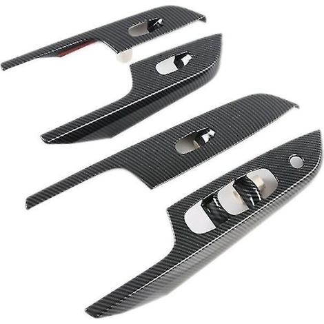 Pour Navara Np300 2016-2021 Voiture - Garniture adhésive de panneau de commande de lève-vitre en fibre de carbone (1/4)