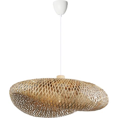 Plafonnier industriel en bambou et osier blanc, E27 Ø59 cm