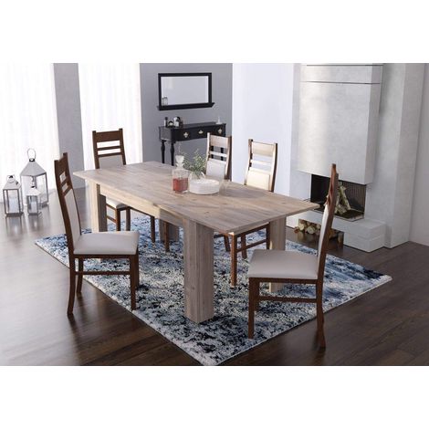 Table extensible moderne, couleur chêne, 140 x 75 x 88, jusqu'à 200 cm avec rallonge, 140 x 75 cm (1/5)