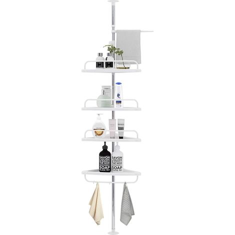 210948 Étagère d'angle télescopique 4 étagères Rangement bain et douche
