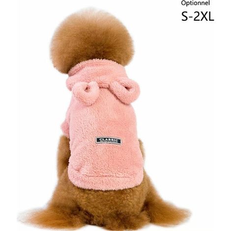 Vêtements pour chien Teddy Dog en polaire chaude, vêtements pour animaux de compagnie rose S (1/5)