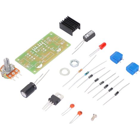 Kit alimentation régulée variable LM317 entrée redresseur protection court-circuit condensateur filtre 2200UF ABS 60x33mm 5-35V DC 6-25V AC 1.25-30V 1A (1/5)