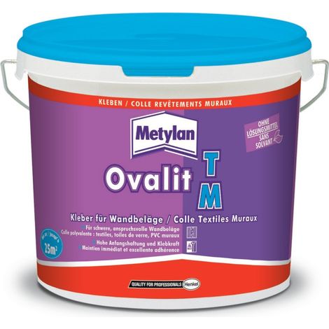 Metylan – Colle papier peint Ovalit TM 5kg – Pour revêtements muraux textiles et PVC – Application simple et adhérence immédiate