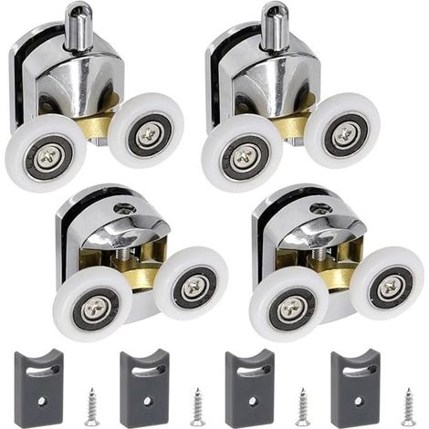Lot de 4 Roulette Porte Coulissante Douche 23CM Porte de Douche Rouleaux avec 4×Vis Roulette Cabine de Douche Convient au Portes en Verre de 4 à 6MM(2 Haut+2 Bas) (1/5)