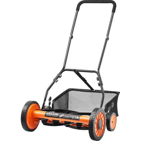 Tondeuse à Gazon Manuelle, 450 mm, 5 Lames Acier, sans Moteur, Hauteur de Coupe Réglable 35 à 62 mm, avec Bac de Ramassage, Tondeuse pour Pelouses, Allées, Cours, Travaux de Jardinage Quotidiens (1/5)