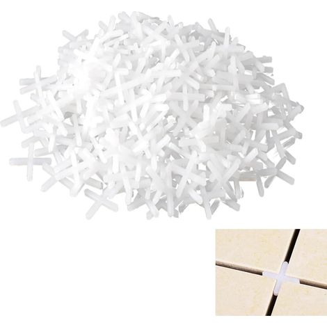 500 Pièces Entretoises de Carrelage, Croix Tile, 2mm Blanc Plastique Croisillons, pour Carrelage Aide à la Pose de Entretoises, pour les Carreaux de Mur et de Sol