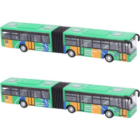 Adecuado para 2 coches de juguete tipo minibús para niños, perfecto para que los niños jueguen, pequeño juguete de retroceso para bebés, verde.