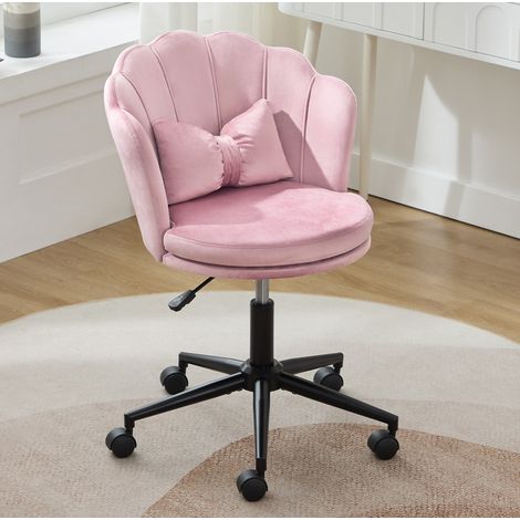 Silla de oficina CHICFURN 55 × 62 × 73 cm, terciopelo rosa, giratoria 360°, regulable (1/5)