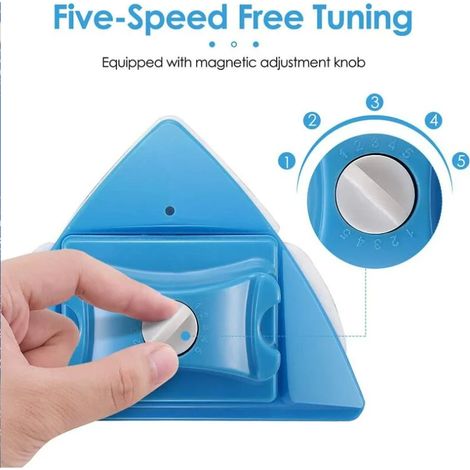 Nettoyeur de vitres double face Brosse de nettoyage magnétique réglable 5 vitesses pour les vitres hautes (bleu) (1/5)