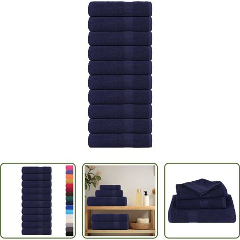vidaXL Frottiertücher - Badetücher FROGN 10 Stk. Marineblau 100x150 cm 360 g/m² (1/5)