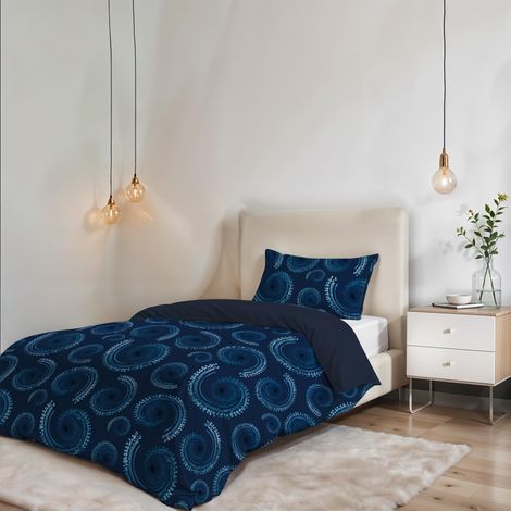 Parure de housse de couette SANS REPASSAGE - Ensemble housse de couette - Lit 1 place, Microfibre - Housse 150x200 cm + Rabat et 1 taie d'oreiller 50x80 cm - Vortex (1/5)