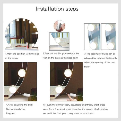 Ampoules LED pour miroir de maquillage - Kit éclairage miroir avec lentilles et projecteurs LED (1/5)