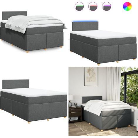 vidaXL Sommier à lattes de lit avec matelas gris foncé 120x190cm tissu (1/5)