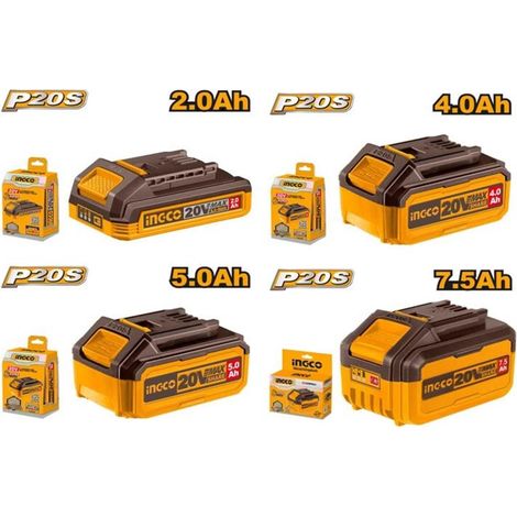 Batterie Lithium-ion 20V 2.0 Ah avec indicateur de charge P20S - INGCO - FBLI2001