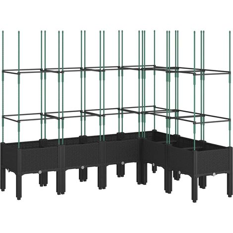 Maison Exclusive - Fioriera da Giardino con Traliccio Nera 160x120x142,5 cm in PP