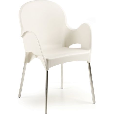 Sedia da Esterno Vashti, una Sedia, Impilabile Made in Italy, Braccioli, Beige