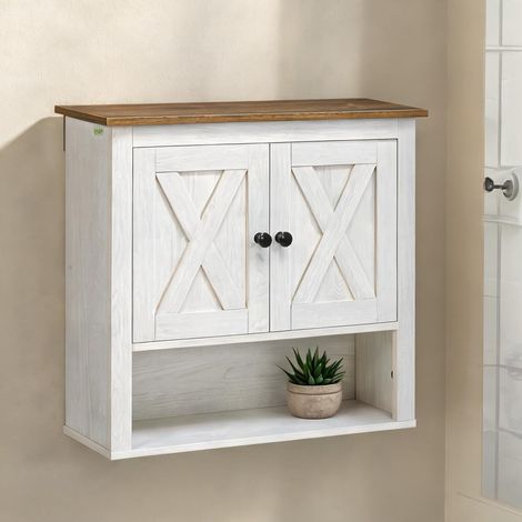 Meuble de salle de bain branco e Madeira 60 x 19,5 x 52,5 cm (1/5)