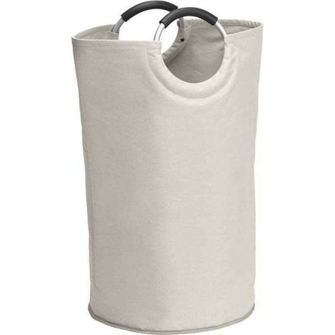 Panier à linge Souple Jumbo 69l sac multi usage idéal linge Sale, courses, Poignée Souple en Aluminium, Polyester, 38x72 cm, Beige (1/4)