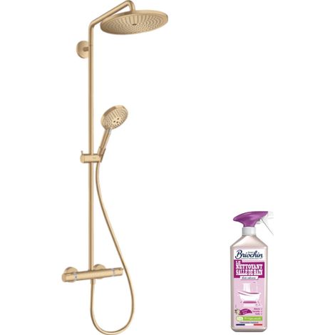 Hansgrohe – Colonne de douche thermostatique 280mm – Finition bronze brossé – Douche de tête orientable – Jet RainAir – Mitigeur Ecostat Comfort