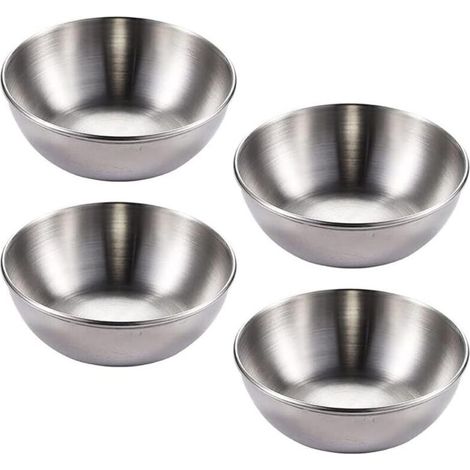 Set mit 4 Edelstahl-Saucenschalen, Mini-Saucenschalen, kleinen Servierschalen, Snackschalen, verwendet als Saucenschalen (1/5)