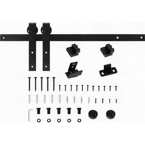 Kit coulisse pour porte de meuble 200 cm acier au carbone negro (1/5)