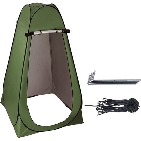 1 tente de douche de camping, 150 x 150 x 190 cm, polyester imperméable 190T, vert armée, pour randonnée et plage (1/5)