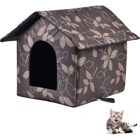 Foldable Warm Winter Cat Kennel Oxford Fabric Waterproof Pet House Winter Resistant Outdoor Cat Kennel (1/5)