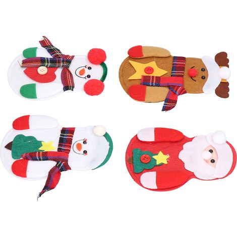 Kit de 8 ornements en feutrine à coudre pour Noël - Décorations sapin, chaussettes et cheminée avec bonhomme de neige (1/5)