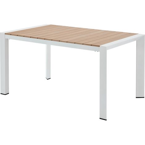 Table de jardin en aluminium L.150 cm - Naturel clair et blanc - NYROS de MYLIA