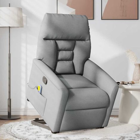 Maison Exclusive - Massagesessel mit Aufstehhilfe Hellgrau Stoff