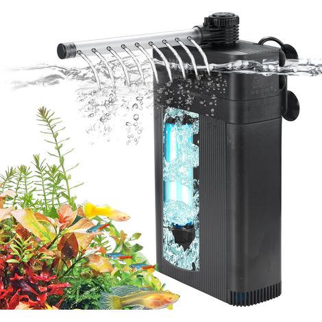 Filtre intérieur pour Aquarium avec Lampe UV 5 W, Filtration à 3 Couches, débit d'eau réglable de 700 l/h, Pompe filtrante pour Aquariums d'eau Douce et d'eau salée de 70 l 120 l, TU-700 (1/5)