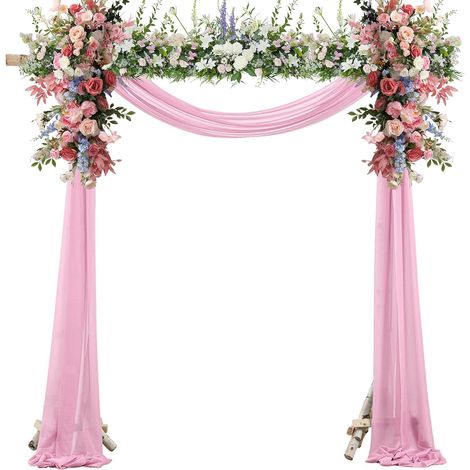Cantonnière décorative à main levée - 600 x 160 cm - Rideau transparent - Rideau de fond pour banquet et décoration d'intérieur - Rose (1/5)