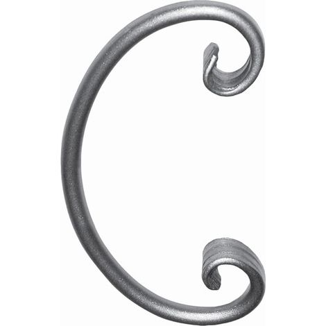 Volute en C finition pattes d'oie - Hauteur 220mm Largeur 110mm rond Ø12mm - Fer forgé - À souder - DECO FER FORGE