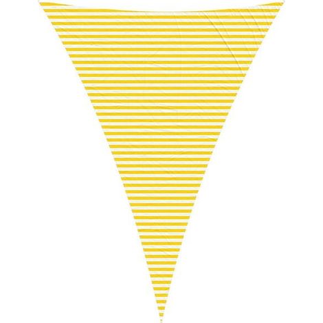 Voile d'ombrage à rayures jaunes et blanches, 5 x 7 x 7 mètres, 100% polyester Oxford. (1/5)