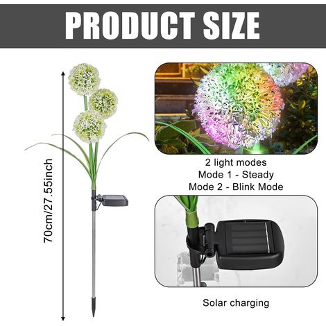 Lot de 2 Lampes Solaire Extérieur de Jardin, Éclairage Solaire Extérieur, Exterieur Étanche Lumiere IP65 sans Fil Spot Solaire Lumière Sécurité Auto on/Off pour Allée Terrasse Pelouse Chemins Fête [Cl (1/4)